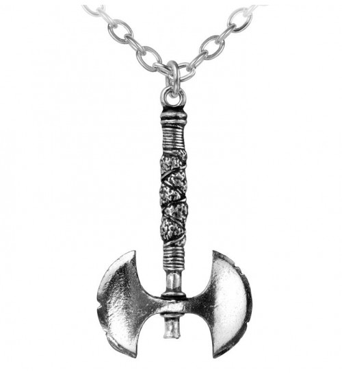 Double Axe Pewter Necklace