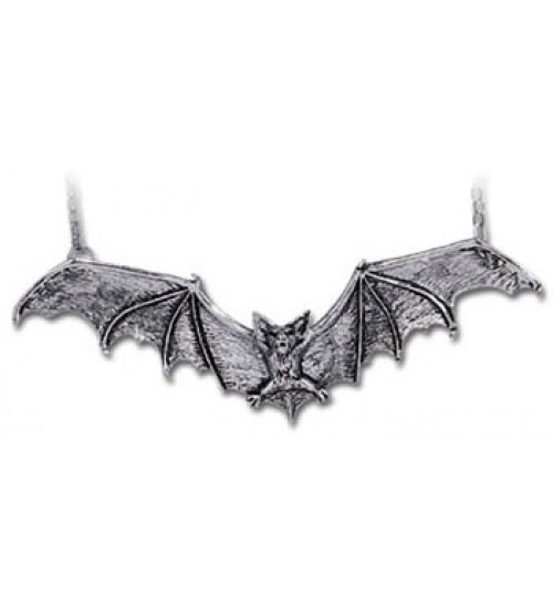 Gothic Bat Pewter Necklace