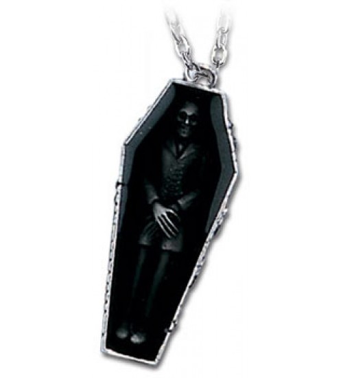 Nosferatus Rest Vampire Coffin Pewter Necklace