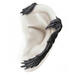 Raven Ear-wing Black Pewter Ear Wrap