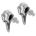 Rabeschadel Pewter Raven Skull Stud Earrings