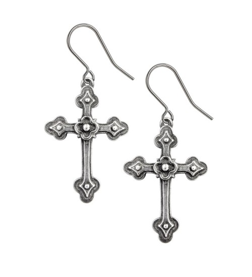 Gothic Devotional Cross Earrings