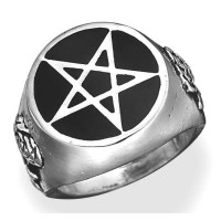 Roseus Pentagram Enameled Pewter Ring