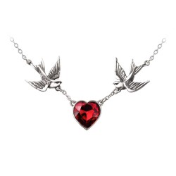 Swallow Heart Pewter Necklace