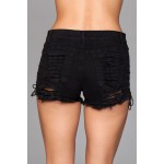 Looped in Distressed Black Denim Shorts