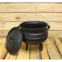 Flat Cast Iron Potbelly Cooking Pot Size 3 10 Qt