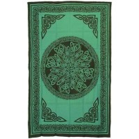 Celtic Knot Green Cotton Full Size Tapestry