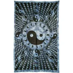 Yin Yang Blue Cotton Full Size Tapestry