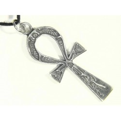 Ankh Inscribed Pewter Necklace