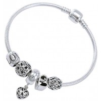 Hearts of Love Sterling Silver Bead Bracelet