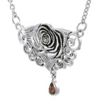 Sacred Rose Silver Necklace with Turquoise