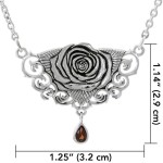 Sacred Rose Silver Necklace with Turquoise