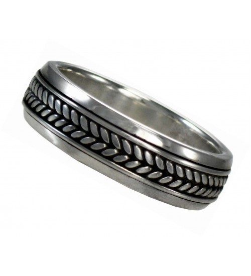 Braided Sterling Silver Fidget Spinner Ring