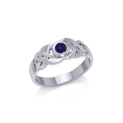 Celtic Knotwork Ring with Lapis Gemstone