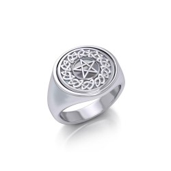 Celtic Pentacle Moonstone Flip Ring