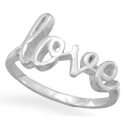 Love Script Sterling Silver Ring