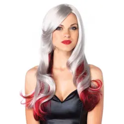 Allure Gray Wig with Red Tips