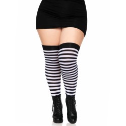 Black White Striped Plus Size Stockings