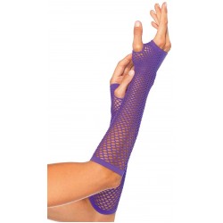 Neon Purple Triangle Net Fingerless Gloves