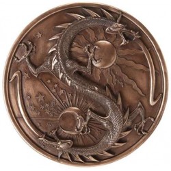 Double Dragon Alchemy Bronze Resin Plaque