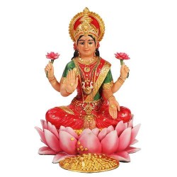 Lakshmi Hindu Goddess Seated on Lotus Statue