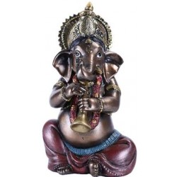 Ganesha with Horn Small Bronze Resin Statue