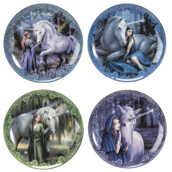 Unicorn and Maiden Desert Plate Set of 4