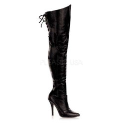 Legend Black Lace up Back Leather Thigh High Boots