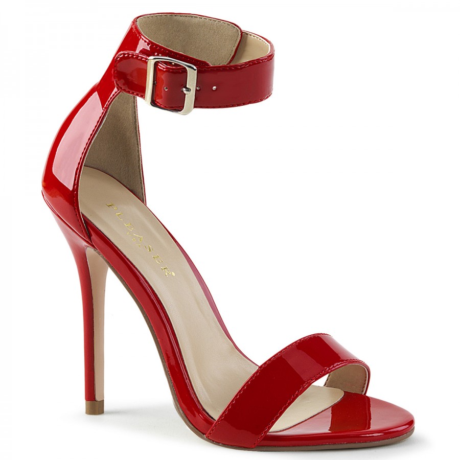 Amuse Red Ankle Strap Sandal 5 Inch Heel Single Strap Sandal