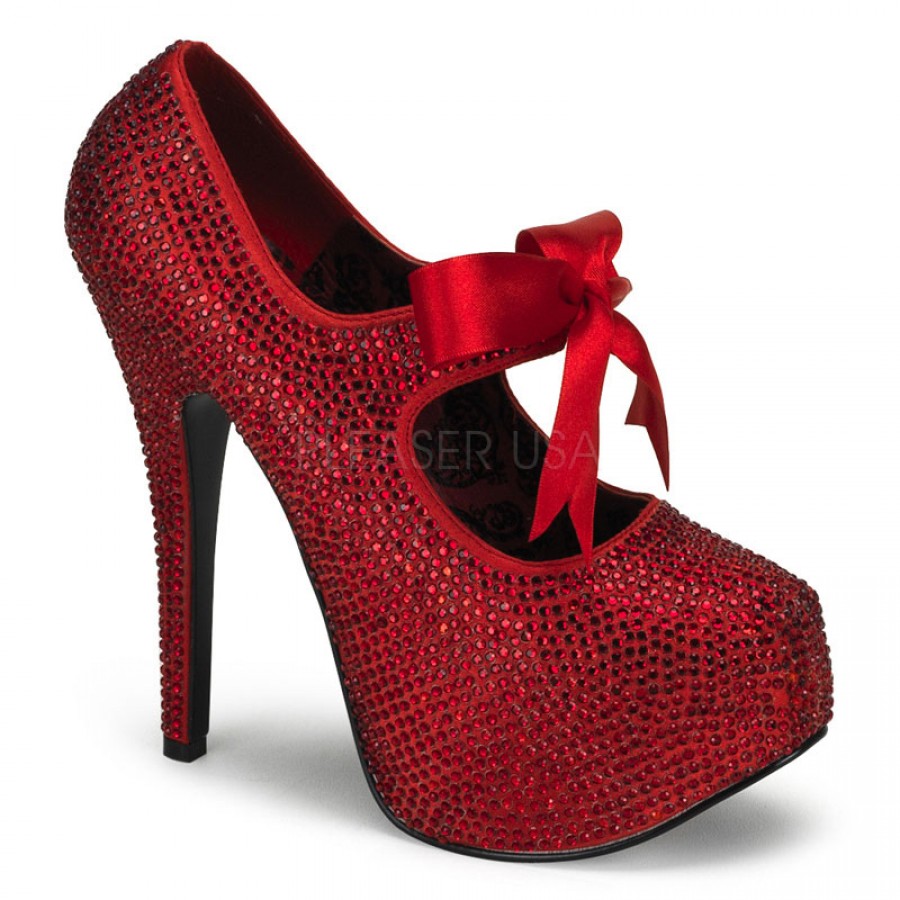Ruby Red Sparkly High Heel Platform 