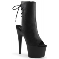 Black Peep Toe and Heel Platform Ankle Boots