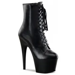 Adore Black Leather Platform Ankle Boots