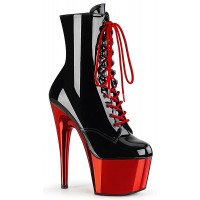 Red Chrome Platform Adore Black Granny Ankle Boots