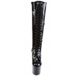 Adore Knee High Black Patent Platform Granny Boots