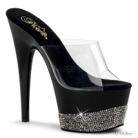 Rhinestone Platform Adore Black Slide