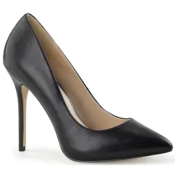 Amuse Black Faux Leather 5 Inch High Heel Pump