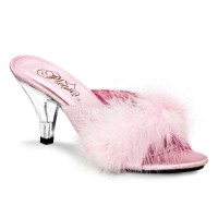 Belle Baby Pink Maribou Satin Slipper