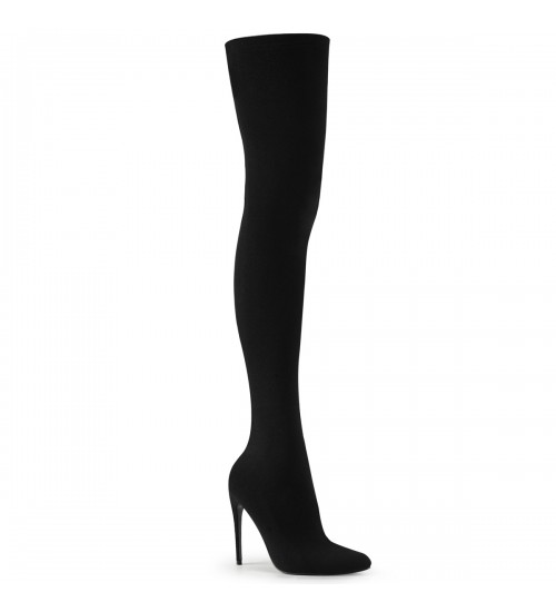 Courtly Black Nylon Thigh High Boot | Large Size Womens Shoes