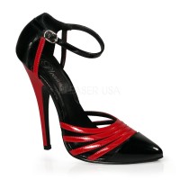 Domino High Heel Red and Black D-Orsay Pump