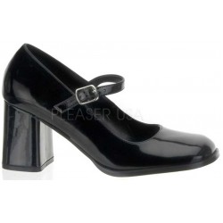 Gogo Black Block Heel Mary Jane Pump