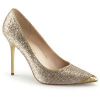 Gold Glitter Mesh Classique Pointed Toe Pump