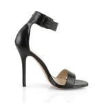 Amuse Black Stiletto Heel Ankle Strap Sandal