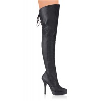 Indulge Leather Thigh High Platform Boots