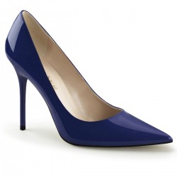 Classique Navy Patent 4 Inch High Heel Pump