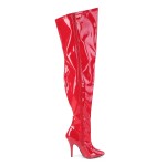 Seduce Red Patent Wide Calf Thigh High Boots