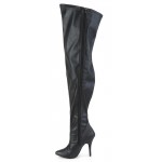 Seduce Black Faux Leather Wide Calf Thigh High Boots