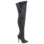 Seduce Black Faux Leather Wide Calf Thigh High Boots