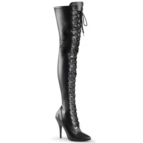 Thigh high front store lace up boots