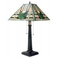 Green Arrow Mission Style Art Glass Table Lamp